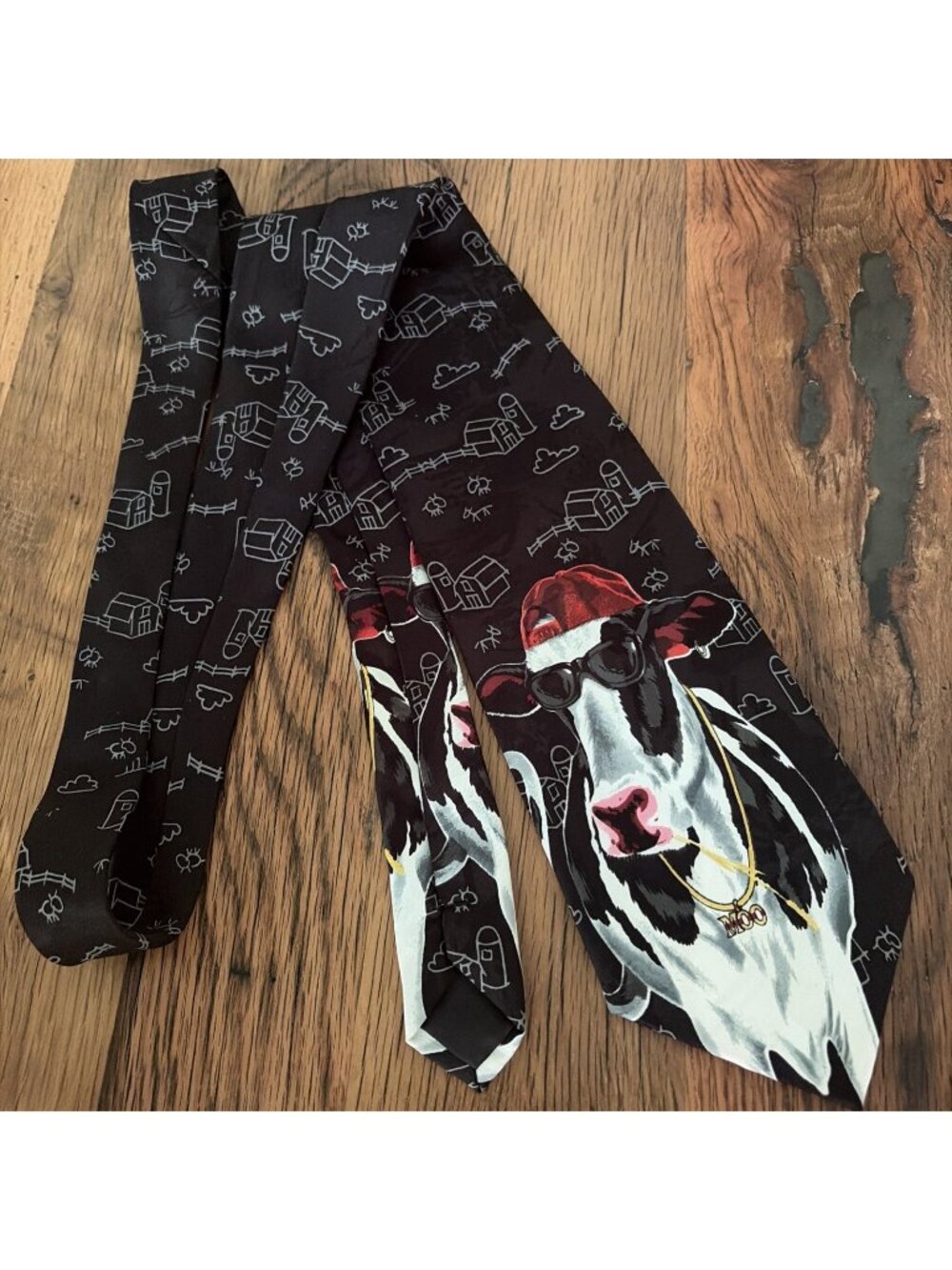 Andaloro Hip Hop Cow Necktie Polyester Moo Art